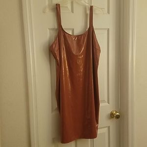 K Glam Vinyl Pleather Spaghetti Strap PVC Dress